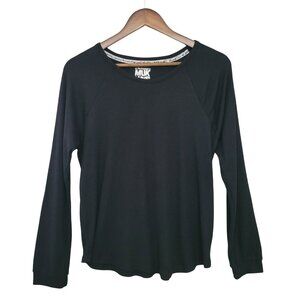 The Original Muk Luks Long Sleeve Waffle Knit Top Womens Size M Black Soft Cozy
